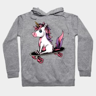 Skateboarder Unicorn Girl Woman Cute Skater Skate Hoodie